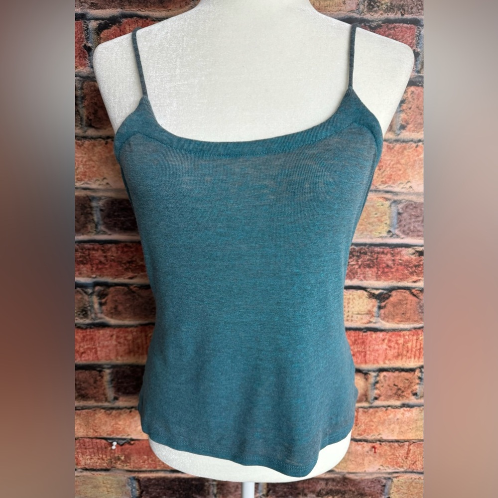 Chaser Mineral Wash Teal Lightweight Burnout Round Neck Crop Tank Top Sz Medium